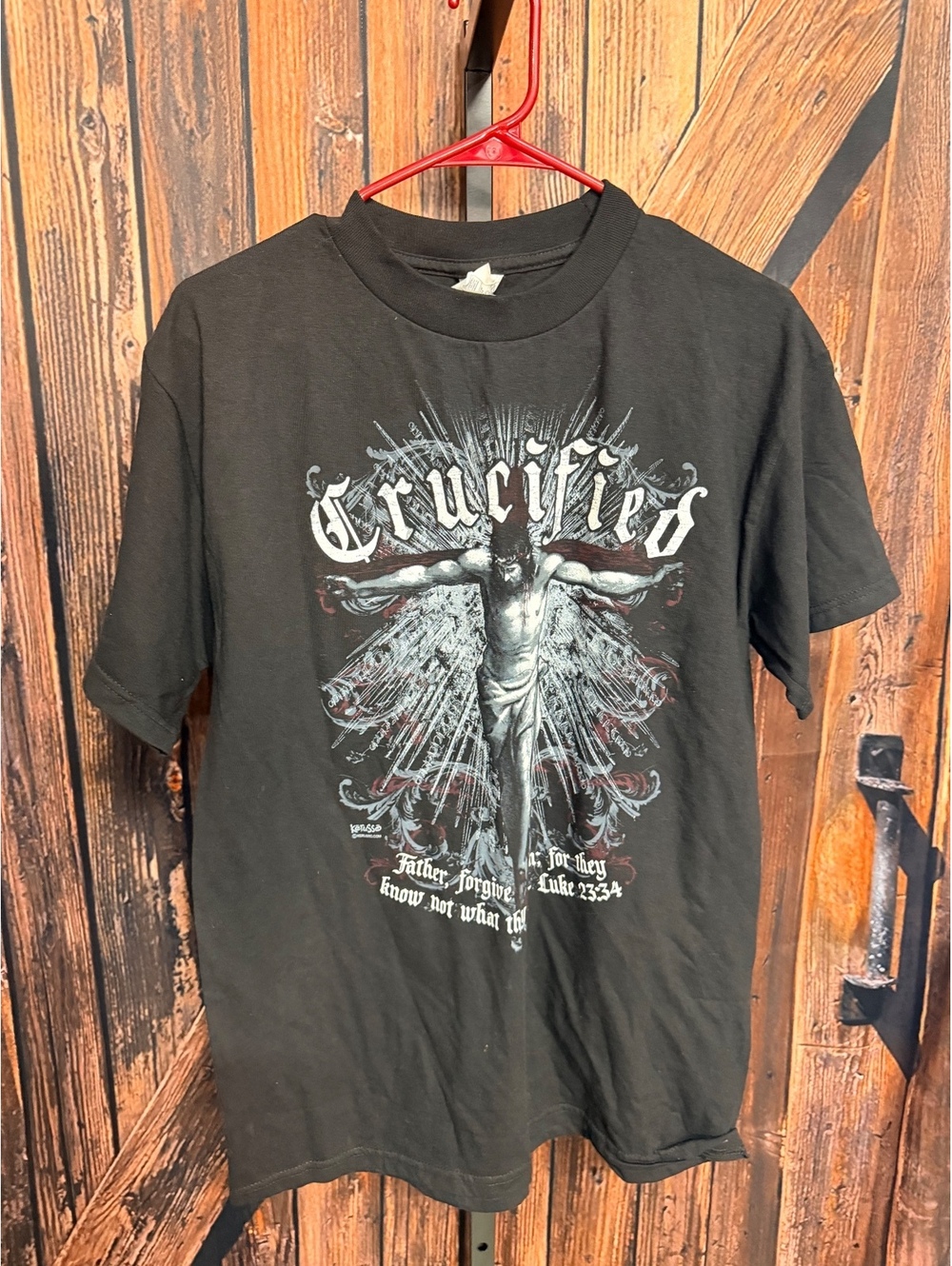 ASYLE Crucified Christian Graphic T-Shirt Medium Black